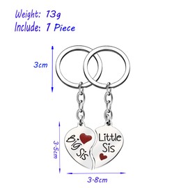 Sister Key Chain Ring Christmas Gifts Family Jewelry Set 2pcs Stainless Steel - Big Little Sister