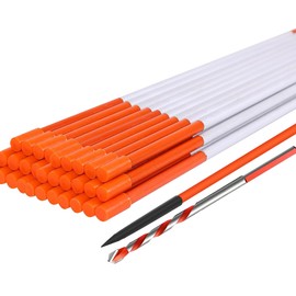 Driveway Markers 48 inch 20pcs, 5/16” Dia 4FT Snow Stakes with Reflective Tape, Highly Visible for Parking, Walkways, Snow Markers, 4FT Orange Fiberglass Poles Reflectors Markers with Steel Drill Bit