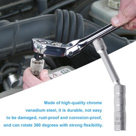 3/4" Spark Plug Socket,Thin Walled Magnetic Spark Plug Socket,Car Accessories Universal Joint 3/8" Drive 12 Point Swivel Socket Removal Tool Length 5.9 inches(3/4inch)