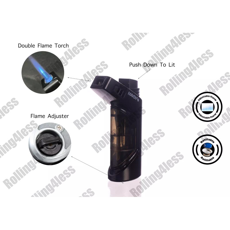 MAVEN METAL DUO DUAL FLAME TORCH LIGHTER - Red