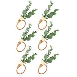 PPbreken Pack of 6 Eucalyptus Handmade Wooden Beads Home Decor Artificial Green Napkin Holder for Weddings, Parties, etc. Easy to Use