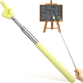 PAGOW Retractable Teacher Pointer Stick, Hand Pointer Stick, Student Finger Pointing Stick, Extendable School Supplies for Reading, Classroom (Light Yellow, Finger)