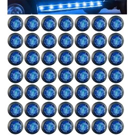 Aokzeeo 50pcs 3/4 Inch Blue LED Marker Lights, Side Indicator, Clearance, Boat, RV, Truck, Trailer, Marine, 1 Year Warranty