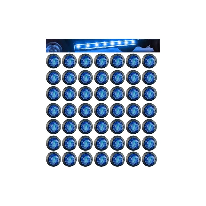 Aokzeeo 50pcs 3/4 Inch Blue LED Marker Lights, Side Indicator,