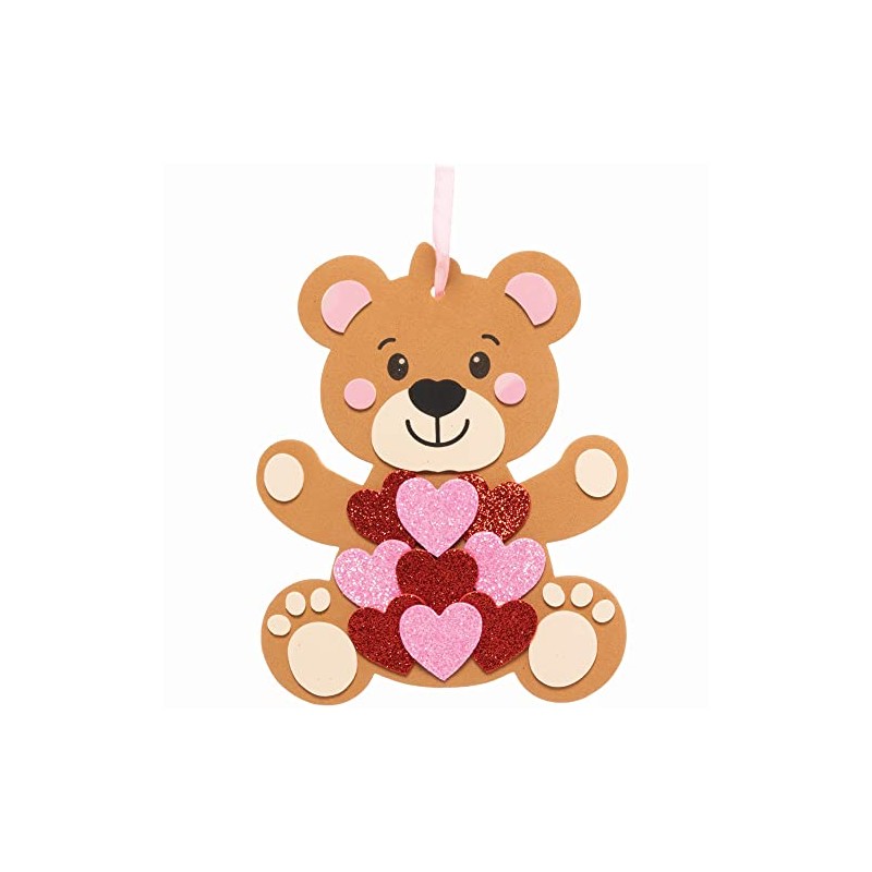Baker Ross Love Bear Heart Decoration Kits-Pack of 5, Valentines