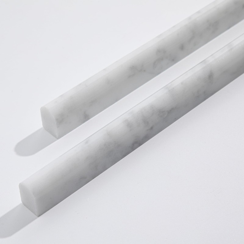 Lovdeco Carrara White 1/2" X 12" Marble Pencil Liner Tile,