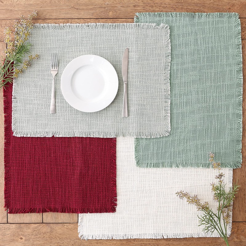 DII Linen Tabletop Collection Machine Washable, Placemat Set, 14.5x20.5, Cream,