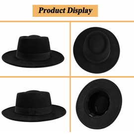 1920s Wide-Brim Flat-Top Fedora Hat Porkpie-Hat for Men Women