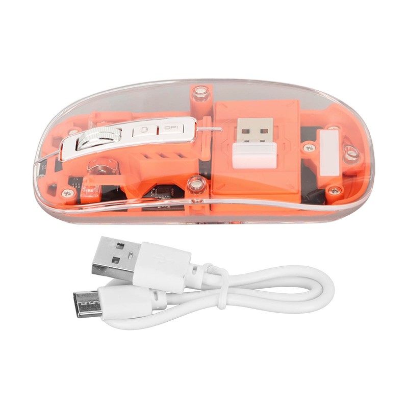 Wireless 2.4G Bluetooth Transparent Mouse 2400 DPI Rechargeable 400mAh RGB