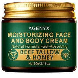 Crema de ternera para la piel con miel – Crema hidratante natural facial y corporal para mujeres y hombres, sarga alimentada con pasto y bálsamo de miel, sarga de res antienvejecimiento para hidratación facial y corporal