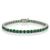 Ice Gems Sterling Silver Created Emerald 4mm Round Tennis Bracelet
