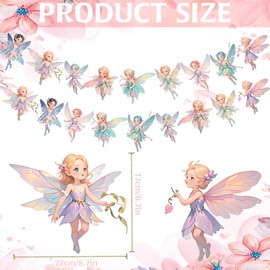2Pcs Fairy Banner Decorations, Fairy Happy Birthday for Party Hanging Fairy Birthday Decor for Girls, Fairy Birthday Fairy Party Decor Supplies for Fairy Tale Wonderland and Fairy Theme Party