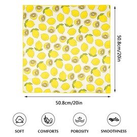 GoGou Retro Square Silk Scarves Floral Printed Bandana Headscarf Wedding Neckerchief Accessories for Festival Cosplay Concert Rave Outfit Gifts 70 * 70cm (Lemon)