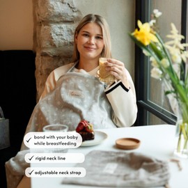 Nursing Cover for Baby Breastfeeding & Pumping | Multi Use Car Seat Stroller Cover | Breathable Soft Muslin Cotton | Breast Feeding Apron & Shawl by TISU (Beige Daisy)