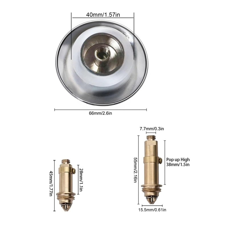 Pop Up Click Clack Plug,66mm Pop-up Stopper, Push Sink Drain
