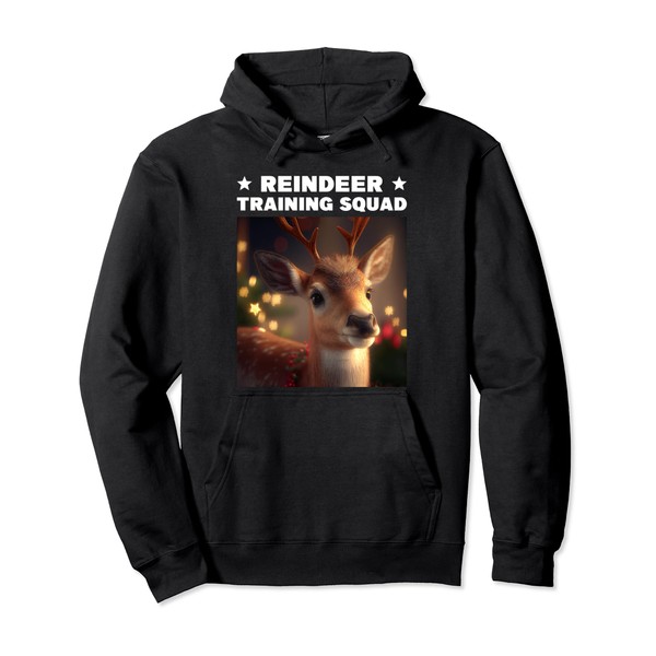 Reindeer Face Reindeer Training Squad Realistic Reindeer Pullover Hoodie
