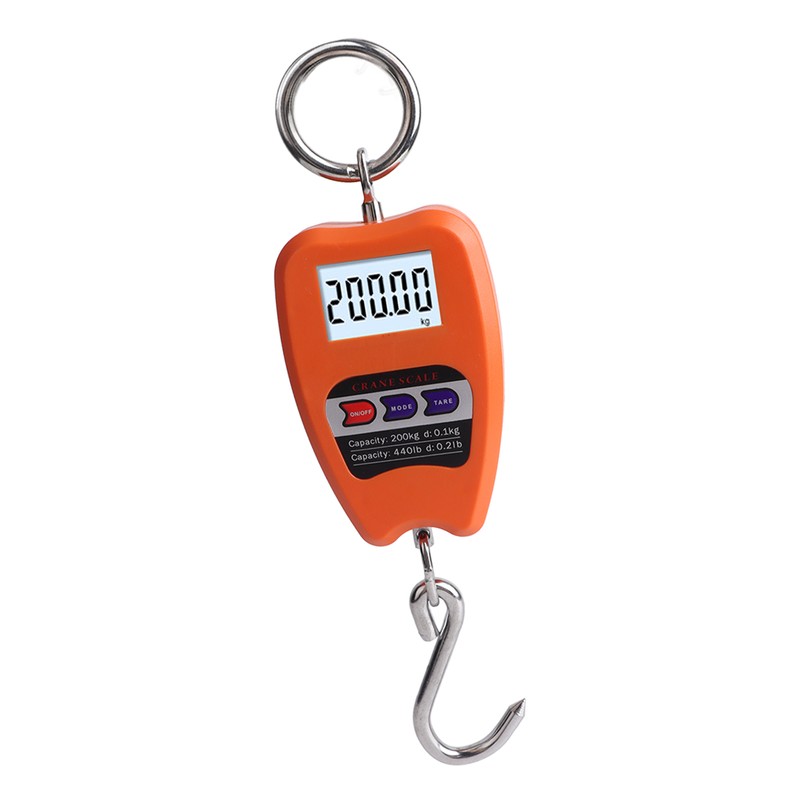 Electronic Hook Scale 200kg Small Orange Wireless Industrial Fishing Scale