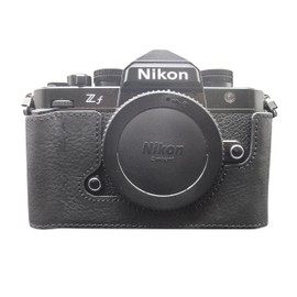 MUZIRI KINOKOO Nikon Z f Zf Zf Case, Genuine Leather Protective Half Case Compatible with Nikon Z f/Zf Camera with Bottom Opening and Hand Grip Design, black, Stylish retro style