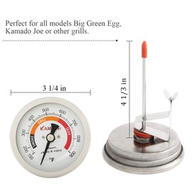 Grill Temperature Gauge For Big Green Egg 150-900°F Waterproof 3 1/4" Large Face Stainless Steel Cooking Thermometer For Barbecue Charcoal Grill Big Green Egg Thermometer Replacement Accessories Tool