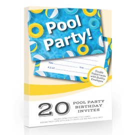 Olivia Samuel 20 x Swimming Pool Birthday Party Invitations from Kids Pool Party Invites - A6 Postcard Size with envelopes
