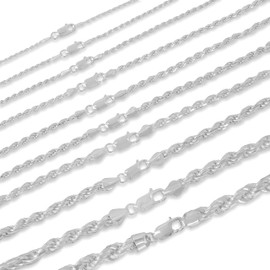 PORI JEWELERS Sterling Silver Diamond Cut Rope Chain Bracelet- 1.5MM-7.5MM -Made In Italy - 7'-30' (7, 4MM)