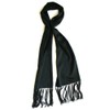 Royal Silk Long Black Fringed Satin Silk Scarf 14” x