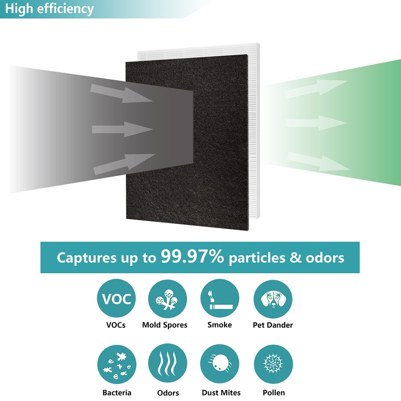 Lhari 2-Pack D480 True HEPA Replacement Filter, Compatible with Winix