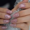 Light Pink Oval Nail Art Tips Mix Glitter Short Ladies