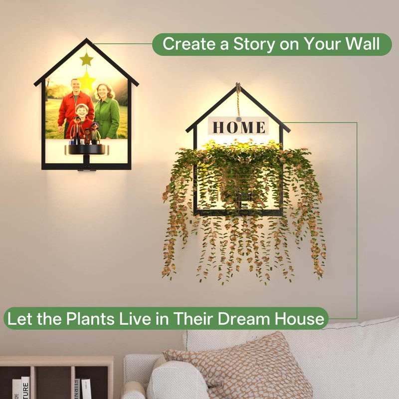 DTUQYX Wall Planters for Indoor Plants with Lights, 2 Pack