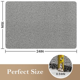 PVC Loofah Shower/Bathtub Mat Non-Slip, 24x16 inch, Soft Tub Mat with Drain, for Tub and Bathroom,Quick Drying,Grey