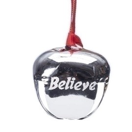 Believe Polar Express Bell Ornament by Roman Inc., Silver, Size: 1.5"