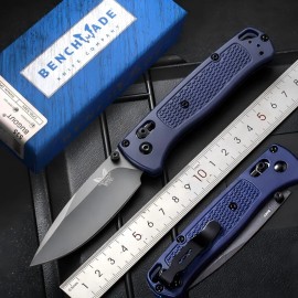 Mini BM 535 Nylon Glass Fibre Handle Folding Knife Custom Drop Point Blade for Camping & Tactical Pocket Knives US Spotcolor: Purple blue handle matte gray, blade length: 3.23in, blade width: 1.1in, type: Pocket Knife