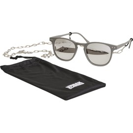 Urban Classics Unisex Arthur Sunglasses with Chain with UV Protection Factor 400 Available in Black and Grey, grey / silver