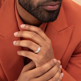 Amberta Solid 925 Sterling Silver Mens Wedding Ring Band | 5 6 8 mm Wide Thumb Court Shape Polished Silver Ring for Men: 5 mm - Size 8