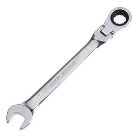 Pilida 17mm Ratcheting Wrench Metric Flex Head Ratch Wrench 12 Point Spanner 72 Teeth Chrome Vanadium Gear Combination Wrench