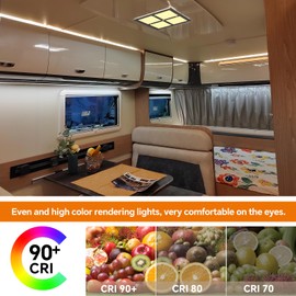 camperxlite RV 12V LED Ceiling Dome Light with Switch, Square 8-1/2" Fixture, Dimmable 1080LM Lights with Acrylic Shade for RV Trailer Camper Boat Interior Lighting, Surface Mount (3000K Warm White)