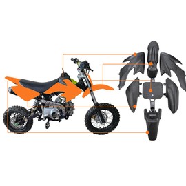 Riloer with Cushion Tank Shrouds Tank Shrouds Number Plate for CRF50 XR50 CRF 50 SDG SSR 50cc 110cc 125cc Pit Dirt Bike with Bolt Mudguard 8-PCS Plastic Body Fairing kit
