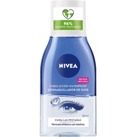 NIVEA. Desmaquillante Facial Bifásico de Ojos 125 ml + LABELLO. Bálsamo labial con color Mora protector labial con Vitamina E libre de aceites minerales