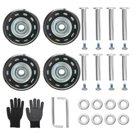 Luggage Suitcase Replacement Wheels 1.57" Diameter 4 Pcs 0.71" Thickness with Ball Bearings Wear-Resistant Mute Rubber Swivel Transparent Caster Repair Kits for Luggage Bags Trolley Case