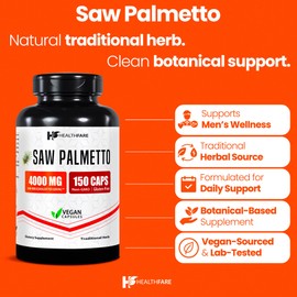 Healthfare Saw Palmetto Extract Capsules 4000mg Equivalent | 150 Capsules | Traditional Herbal Support | Non-GMO & Gluten-Free | Made in The USA