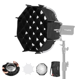 AMBITFUL Mini Softbox Quick Release Softbox with Bowens Mount Quick Folding Quick Set Up with Diffusers/Honeycomb Grid/Bag