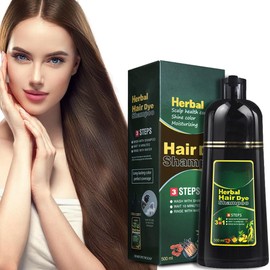 Natural Herbal Shampoo for Dyeing Hair in 10 Minutes, Colouring Shampoo for Black Hair, Multicoloured Hair Dye for Men and Women (Chestnut Brown)