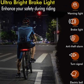 Wireless Bicycle Anti Thief Alarm Rear Tail Light With Turn Signal IP65 Waterproof Remote Control USB Bike Brake Taillight