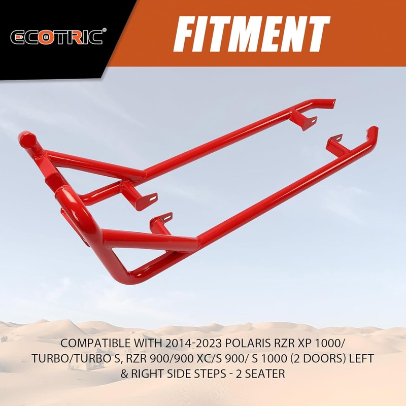 ECOTRIC Red Nerf Bars Rock Sliders Compatible with 2014-2023 Polaris