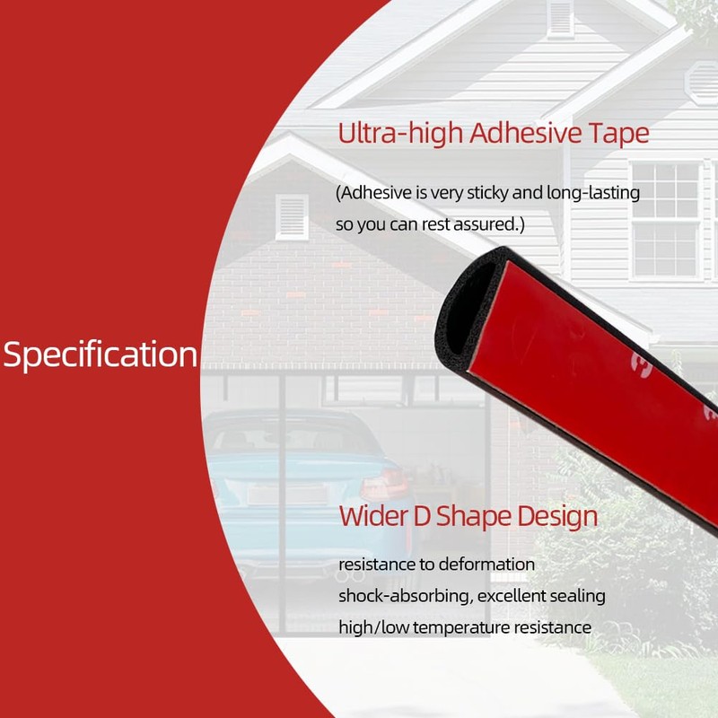 Aroilder Rubber Seal Strip, Self-Adhesive D Shape EPDM Rubber Weather