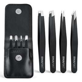 Smafixt Tweezers Set, Professional Stainless Steel Tweezers, Precision Eyebrow Tweezers for Facial Hair and Ingrown Hair Removal