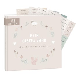 mintkind® Baby Album ‘Mein Erstes Lebensjahr’, Whale + Sticker Set | Baby Photo Album to Design Yourself | Baby Gift for Girls and Boys | Fill-in Baby Book | Baby Diary (German Language)
