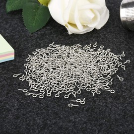 AJulyBee 500PCS 4 x 8mm Small Screw Eye Pins for Jewelry Making, Mini Eyelets Threaded Clasps Hooks for Art DIY, Metal Hoop Peg/Bracelet Connectors