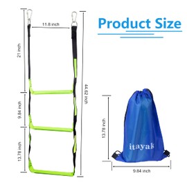 Itayak Boat Rope Ladder, 3 Step Boat Ladder, Foldable Assist Boarding Outdoor Climbing Rope Ladder for Inflatable Boat, Pontoon Boat, Sailboat, Kayak, Motorboat, Canoeing