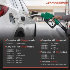 A-Premium Fuel Tank Filler Cap Compatible with Jeep Wrangler, Wrangler JK, Cherokee, Gladiator & Dodge Grand Caravan, Dodge Ram 1500 3500, Journey Durango Caravan & Chrysler Town & Country & Ram 2500